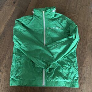 tommy hilfiger green lightweight mesh lined packable jacket